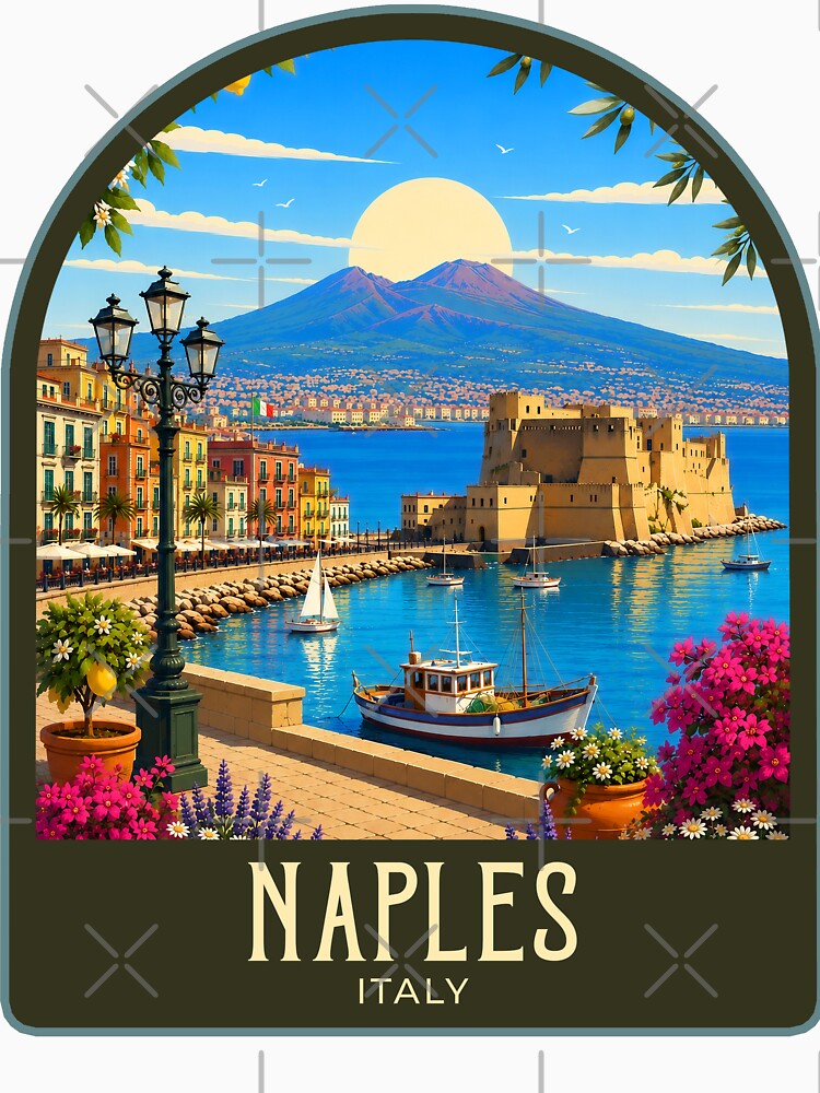 Naples Vintage Travel Illustration by HomeLivingCo
