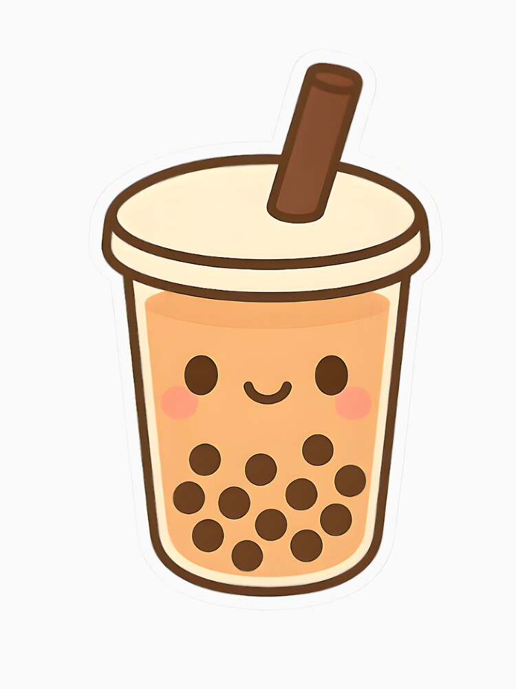 Kawaii Brown Boba Tea Cup Cute Cartoon Illustration by OsasChild