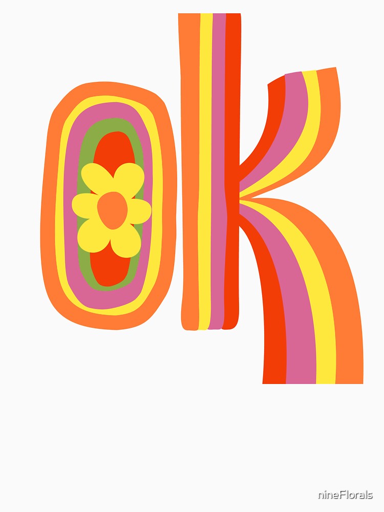 Groovy Retro OK Typography - 70s Flower Power Aesthetic by nineFlorals