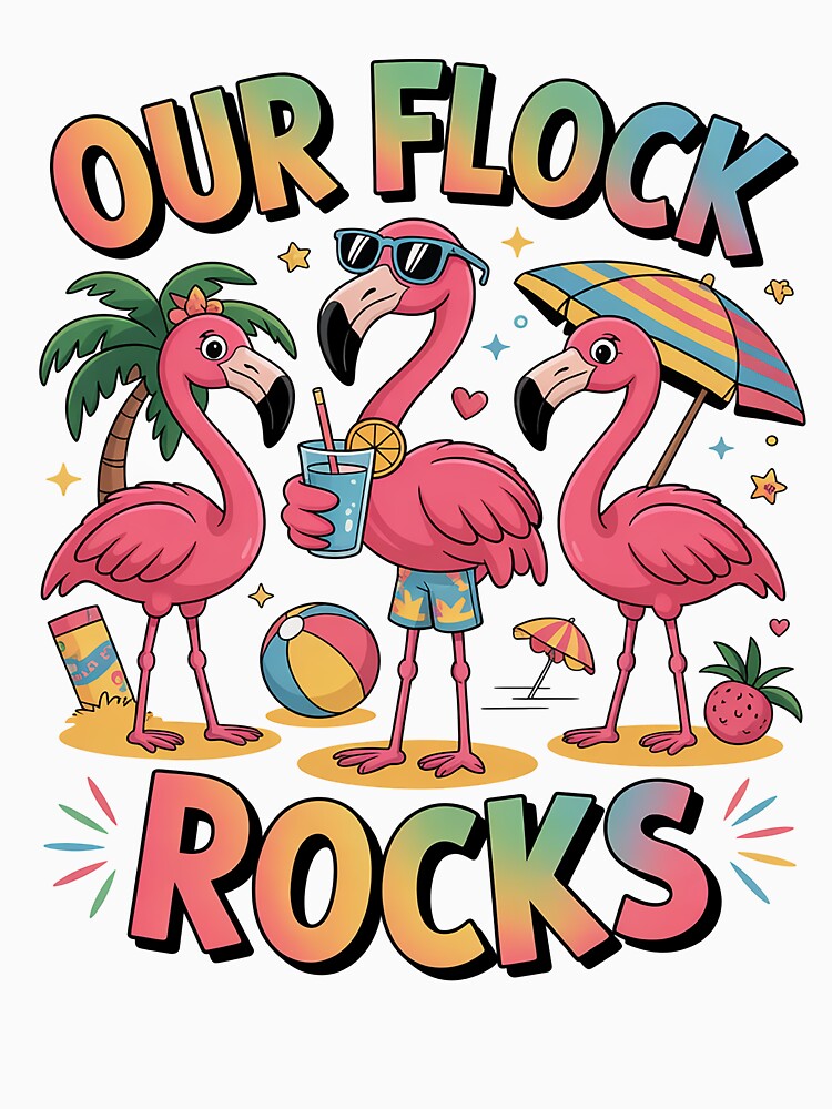 Our Flock Rocks Flamingo Summer Vacation Family Matching by grounabslaninal