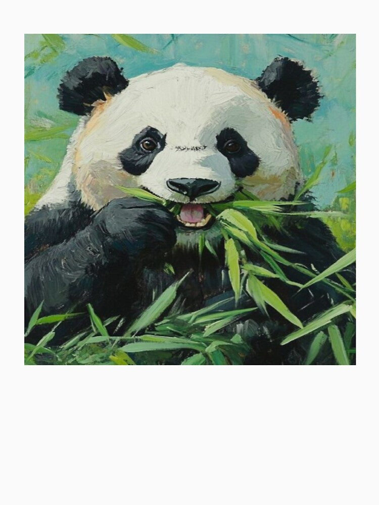 Happy Panda Eating Bamboo Artwork by NivyasArtistry