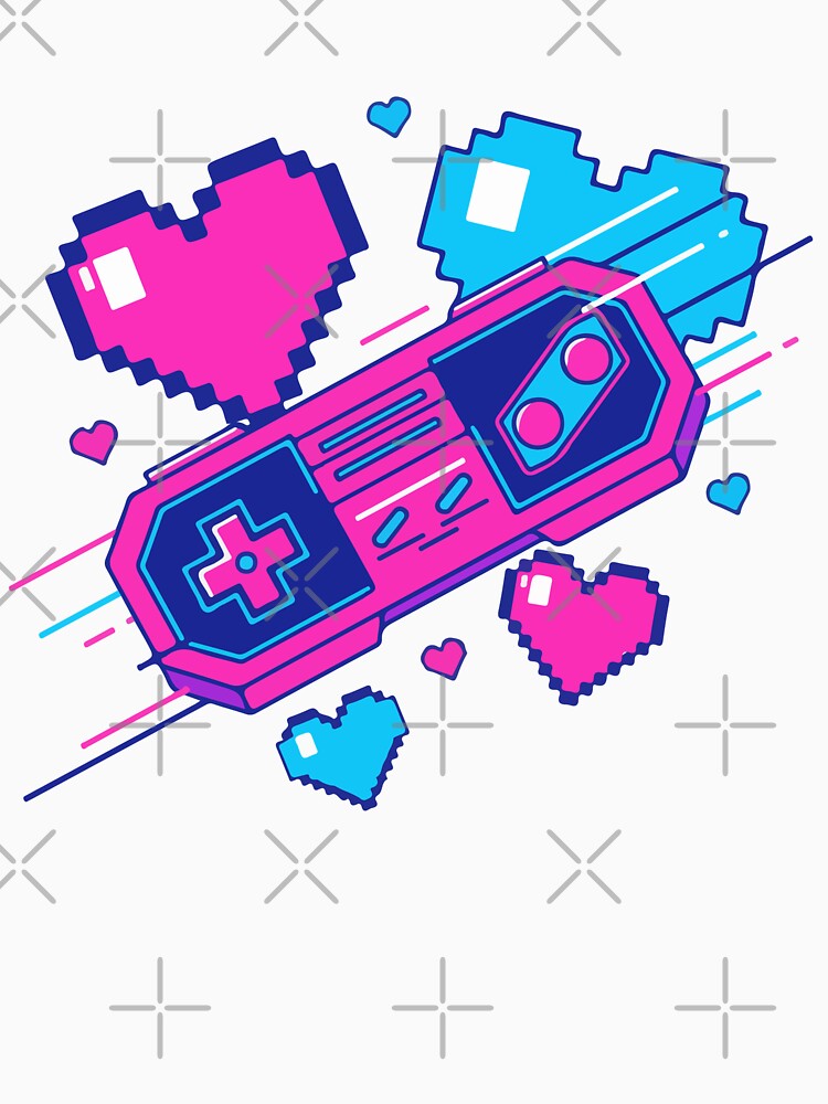 Retro Game Controller Vaporwave – Neon Pixel Hearts Aesthetic by stylishdzign