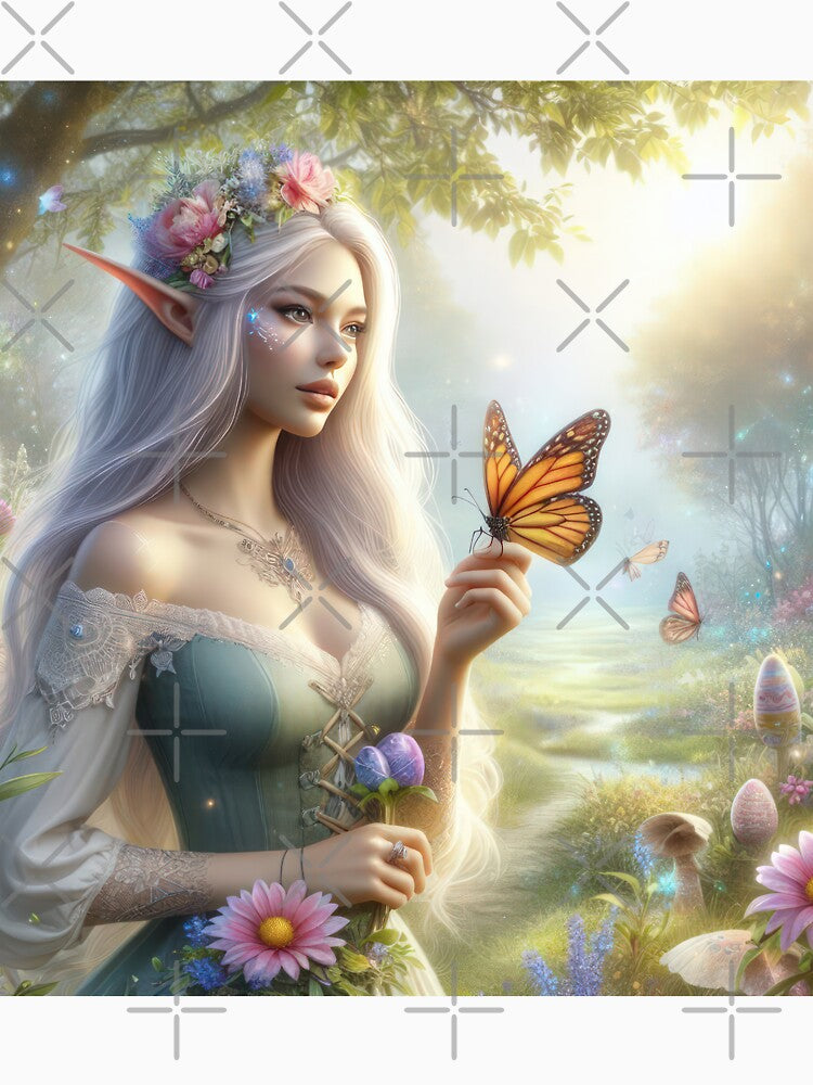 elf with butterfly and flowers happy fantasy easter landscape by Expressions-Sel
