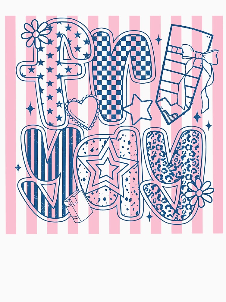 Retro School Friyay Doodle Letters Cute Teacher by KroghDs
