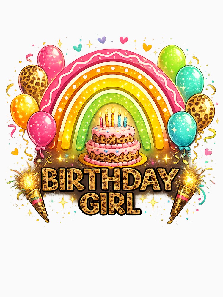 Birthday Girl Leopard Rainbow Birthday Party Family by QuiteOrbit