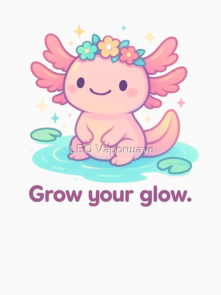 Cute Axolotl Shirt – Kawaii Pink Cartoon Amphibian in Pastel Colors by LEO Vaporwave