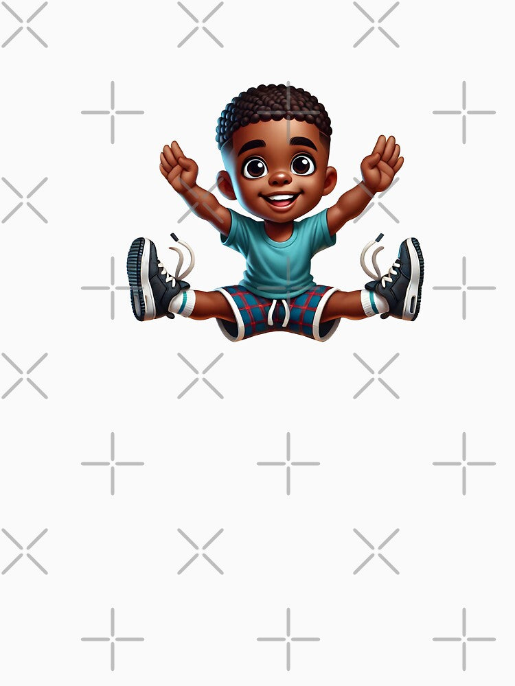 Happy Jumping Black Boy – Cute African American Kids Illustration by Lulunza