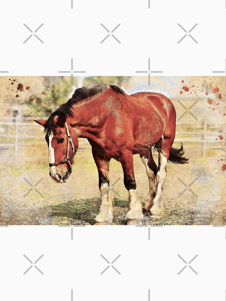 Brown shire horse outside – digital painting with vintage look by NickoPrints