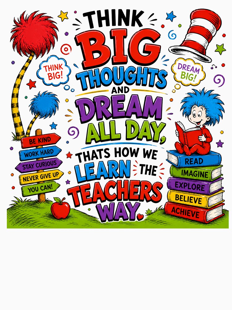 Think Big Thoughts Dream All Day – Inspirational Teacher Shirt by RJsTees