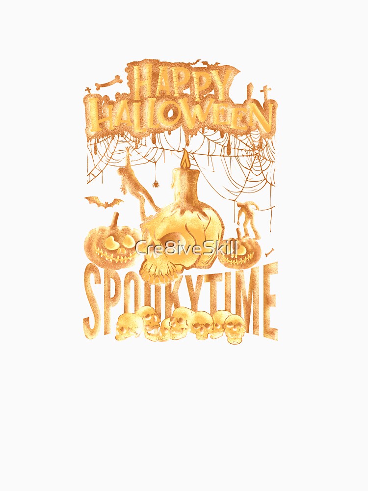 Spooky Time Halloween Skull T-shirt Design by Cre8iveSkill
