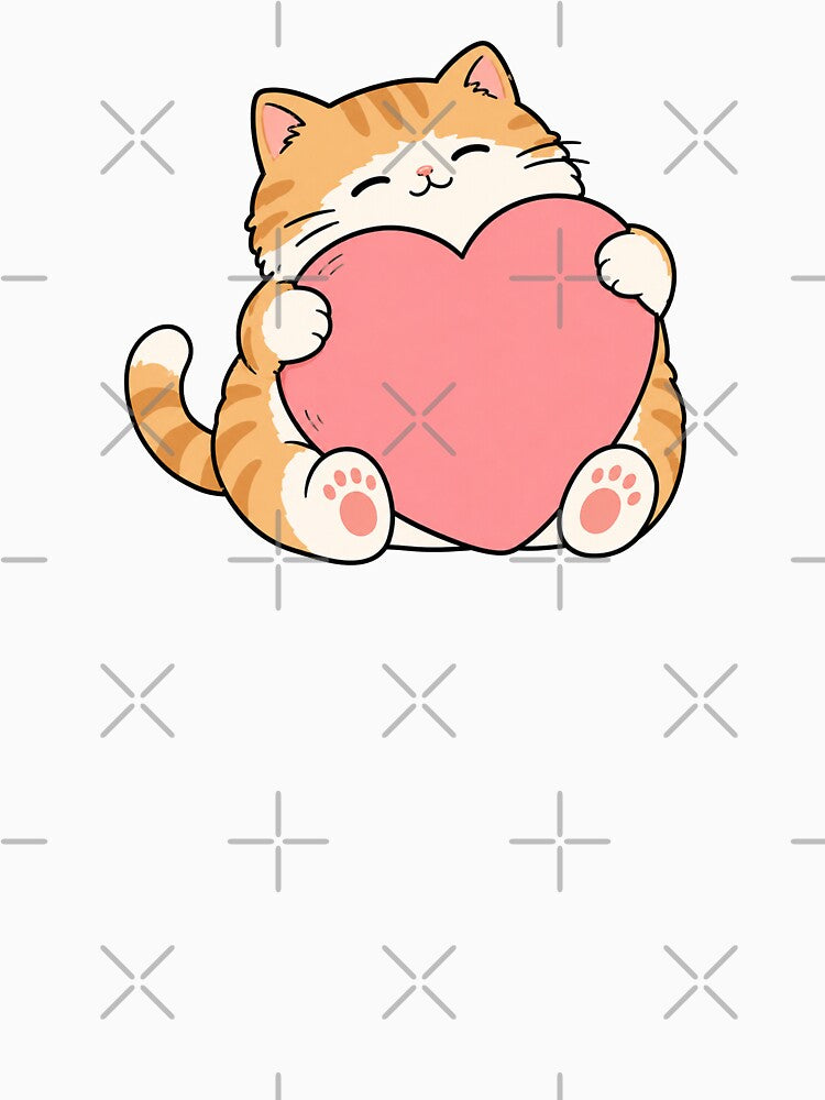 Cute Cat Holding Pink Heart by MonkiFlipp