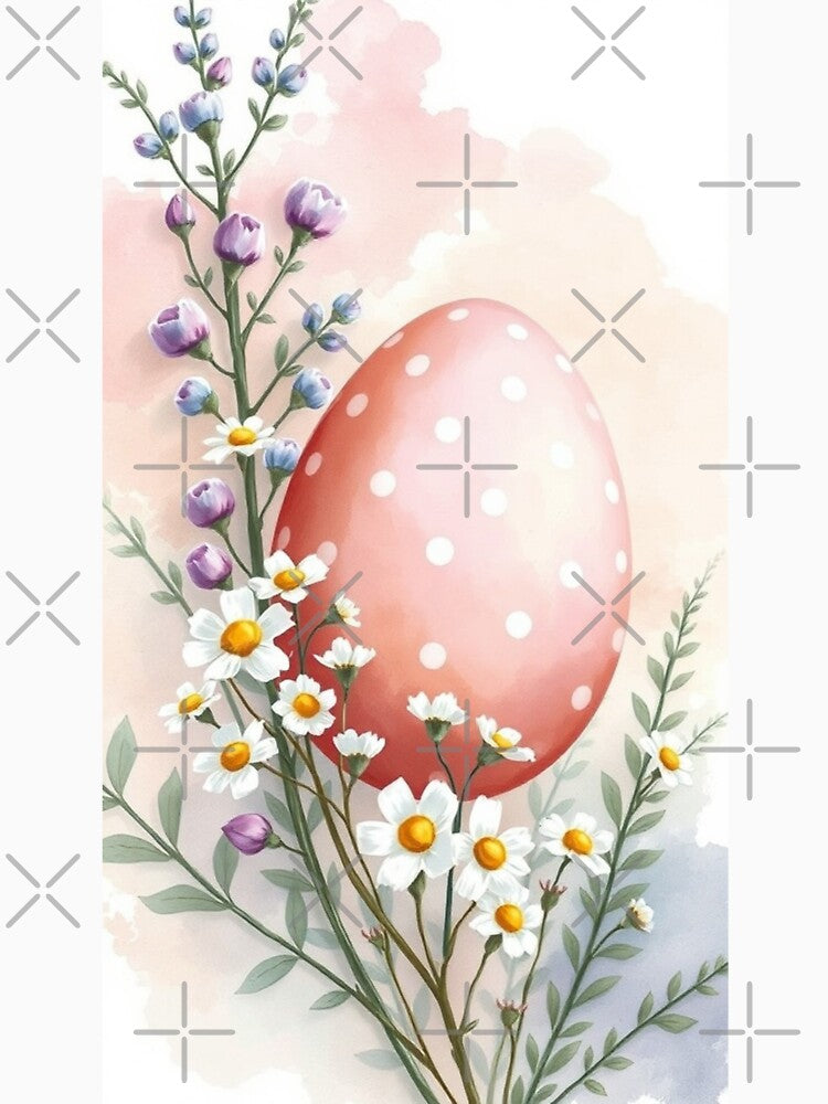 Watercolor Easter Egg with Daisies and Lupines by Vida e Arte