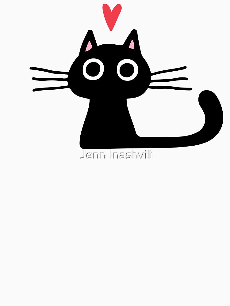 Cute Black Cat with Heart | Kitten Valentine by Jenn Inashvili