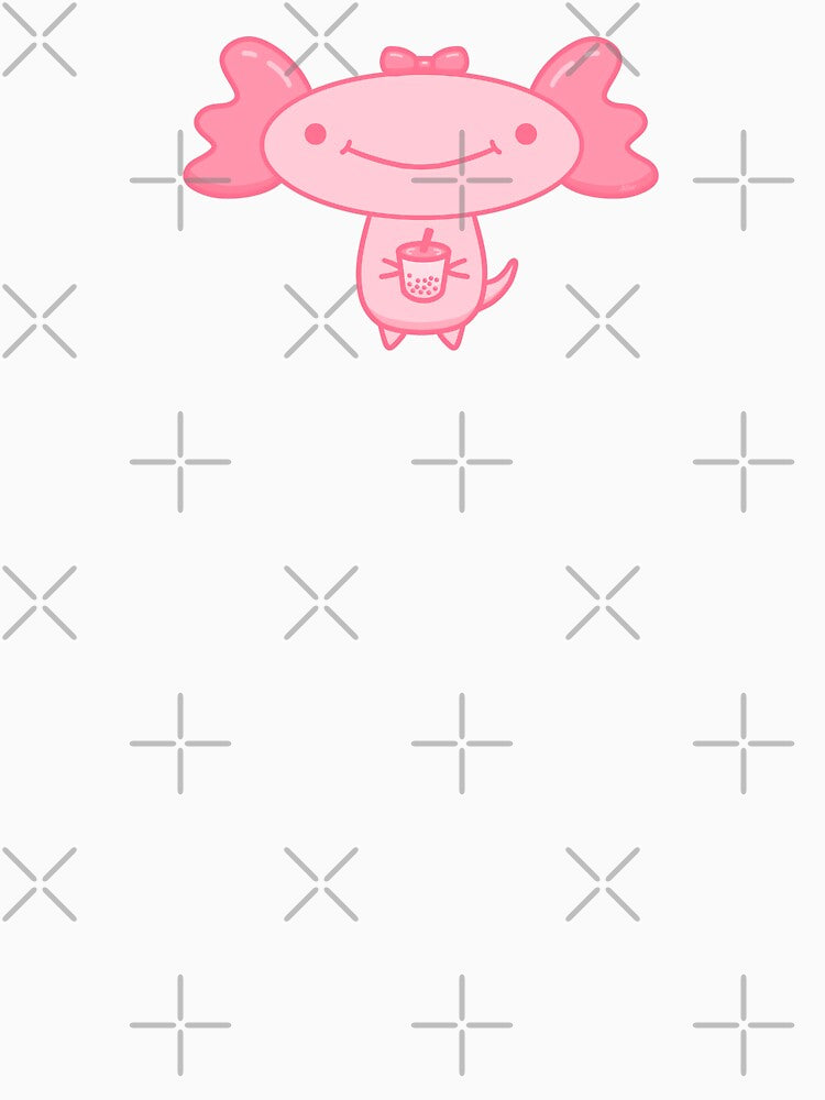 Kawaii Axolotl Coquette Bow and Boba Cute Illustration by DrawnByAllu