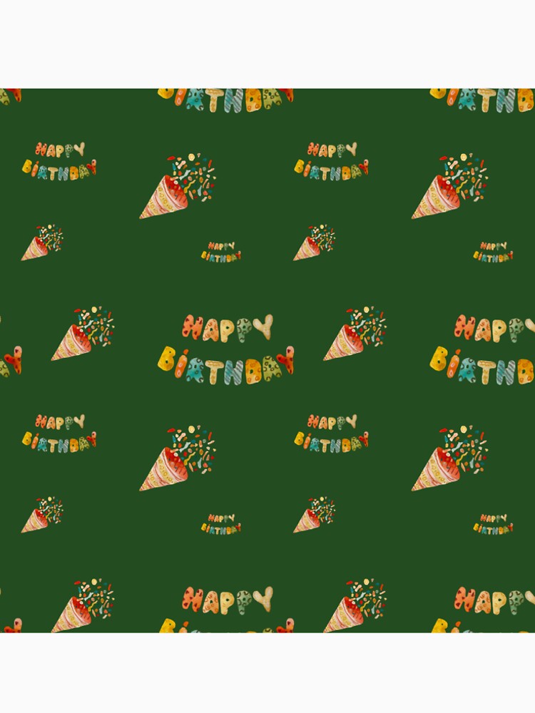 Happy birthday cute colorful pattern a watercolor green by Yana Mustafina | Boho Soulful Designs