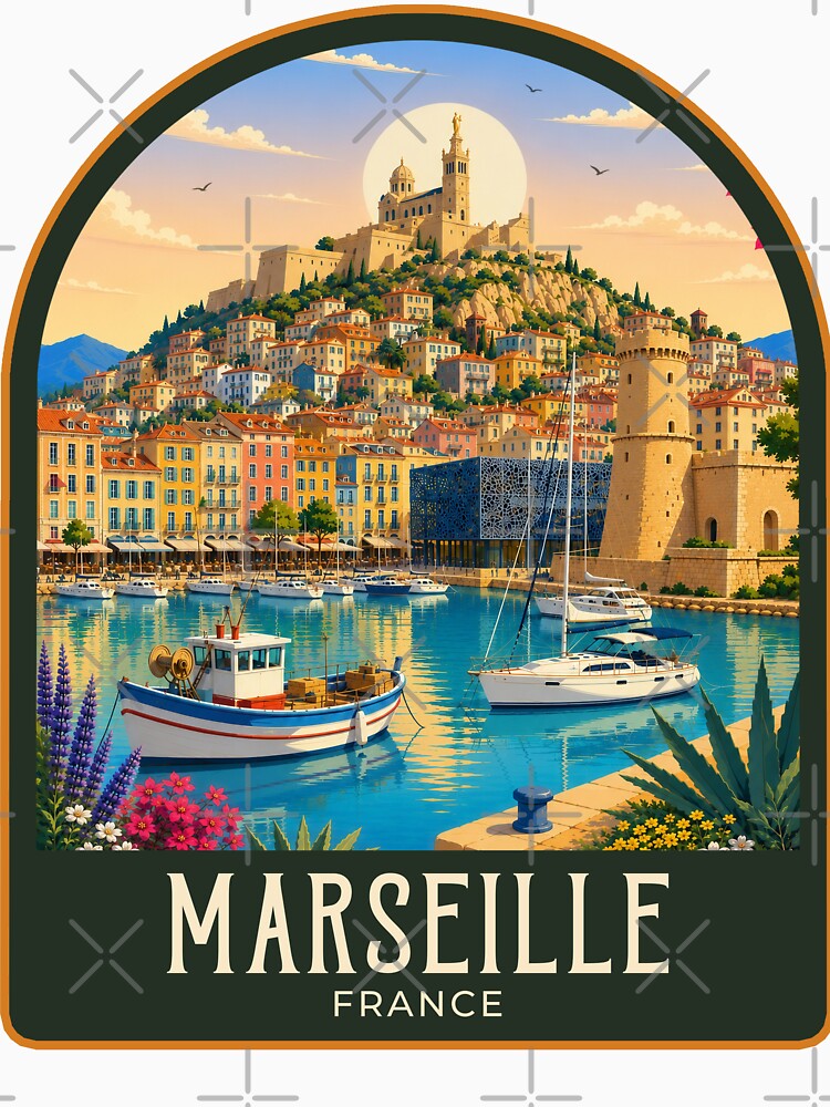 Marseille Vintage Travel Illustration by HomeLivingCo