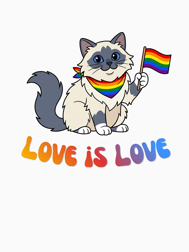 Love is Love Rainbow Bandana Cat by Snowy Studio Designs