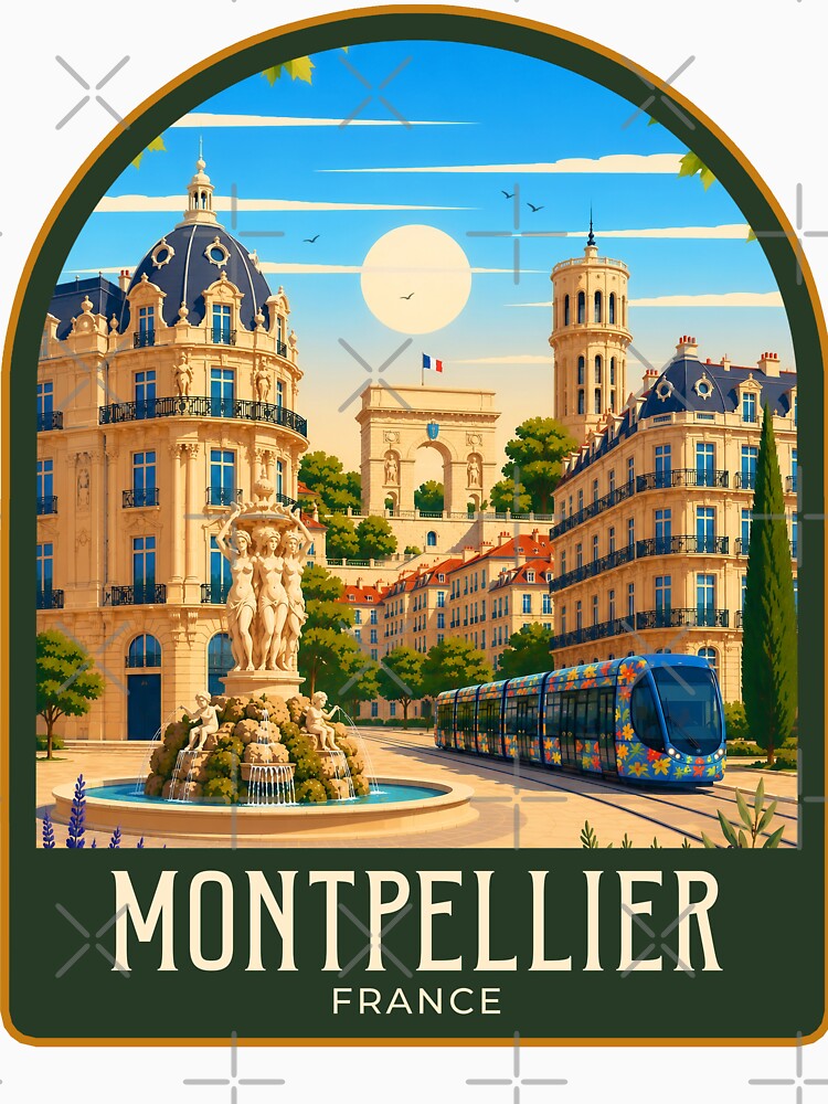 Montpellier Vintage Travel Illustration by HomeLivingCo