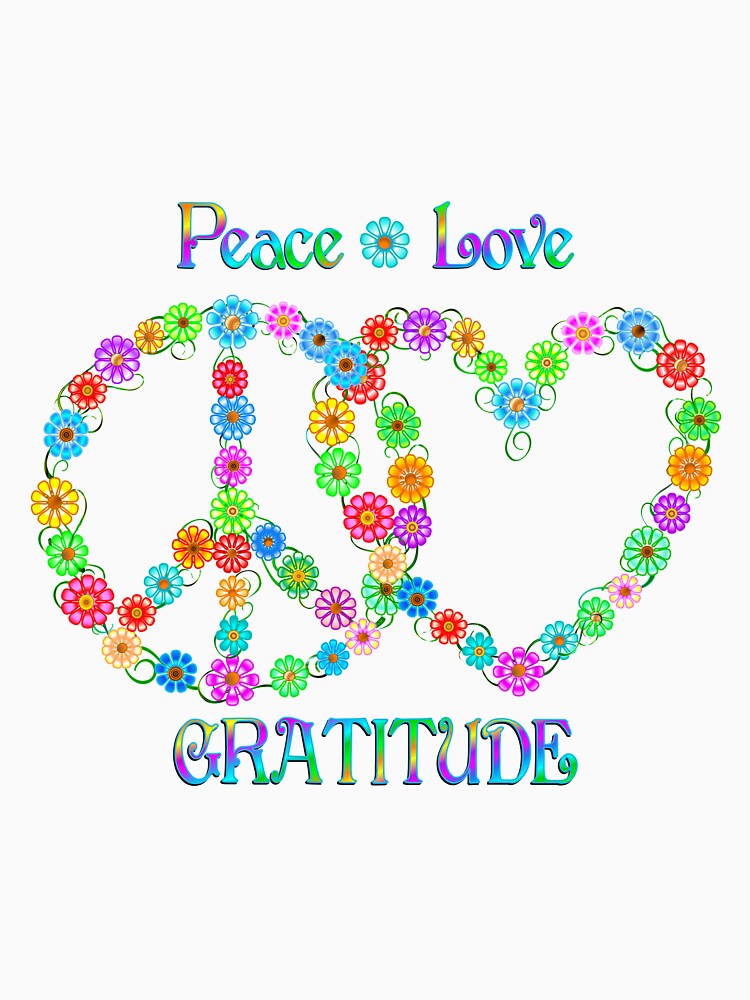 Peace Love Gratitude Peace Sign and Heart by CoolDoodles