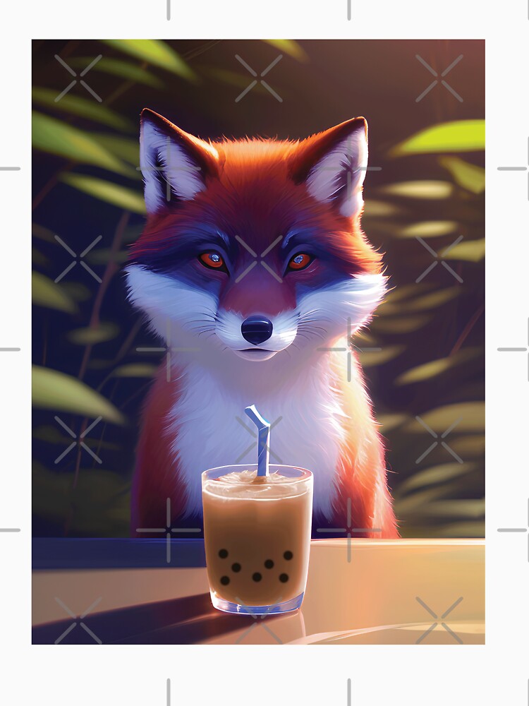 Fox with boba bubble tea by akwl-design