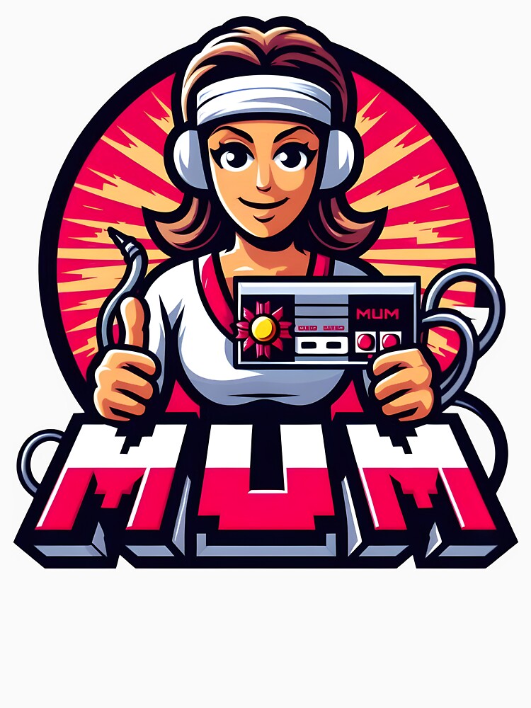 Retro Gamer Mum with Game Controller in Fun Cartoon Style. by The-T-In-Retro