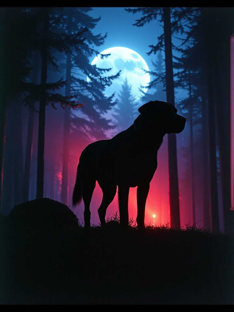 Dog Silhouette under Cosmic Moon by Shouganai-Mind