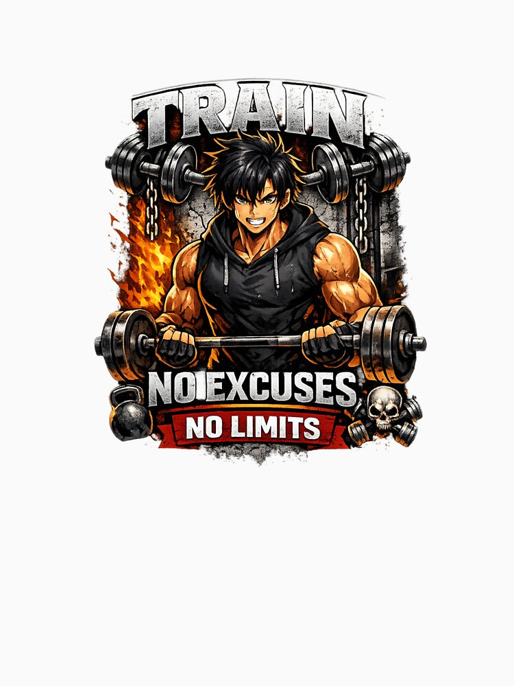 Anime Gym Motivation Sticker | Train Hard No Excuses No Limits | Fitness Workout Vinyl Decal by ashwin131