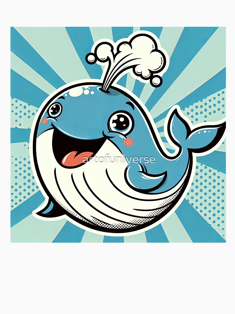 Cheerful Whale Pop Art Style by artofuniverse