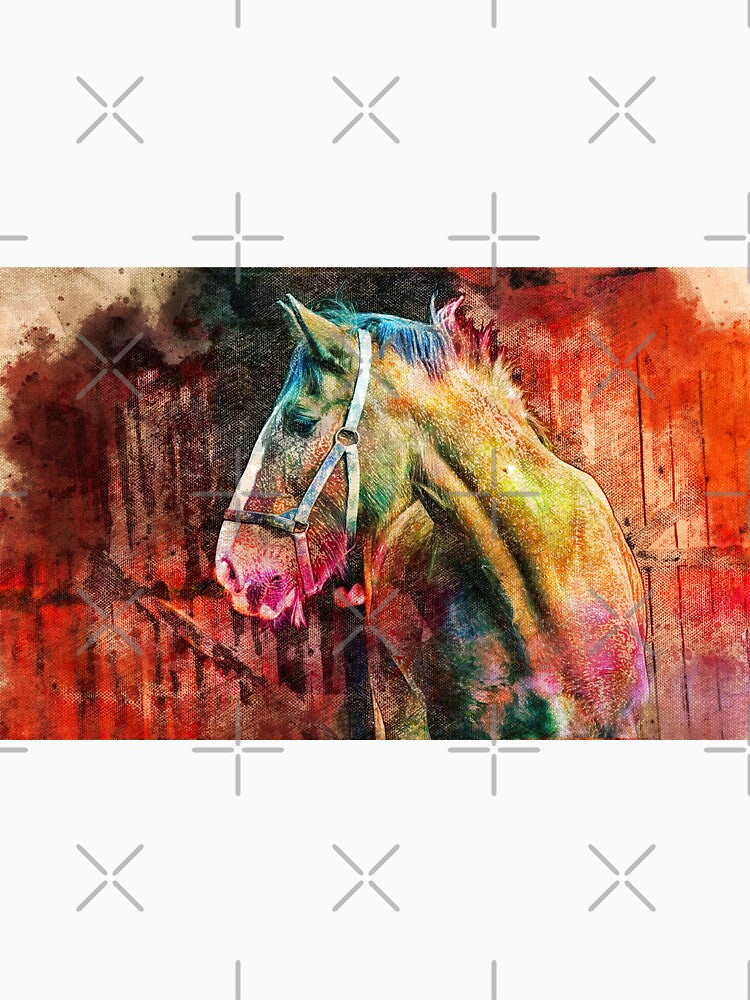 Shire horse in stable – digital painting by NickoPrints