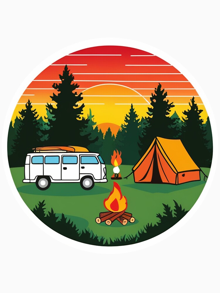 Camping Outdoors in the Forest With a Golden Sunset View by TheProPrints