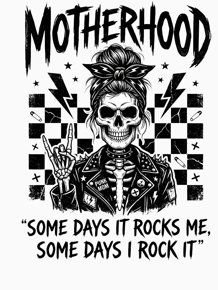 Punk Mom Skull Design, Gothic Mom Shirt, Edgy Motherhood Graphic Tee, Rock Mom Gift, Alternative Mom Aesthetic by PlumArtDesign