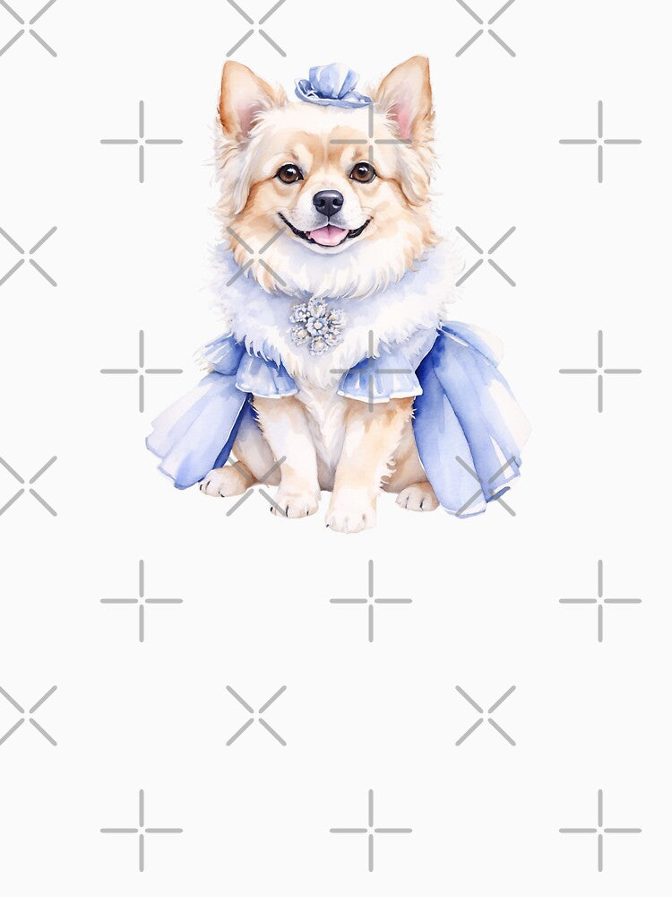 Watercolor Dog Illustration with Retro Outfit by Victoria Riabov