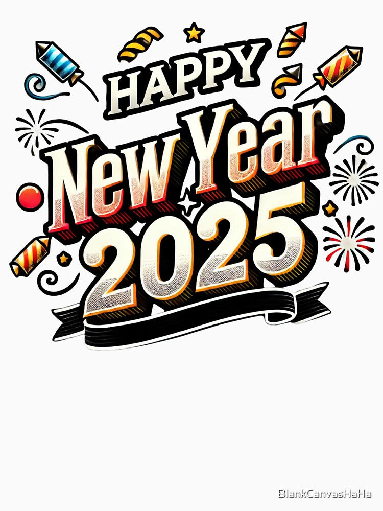 Happy New Year 2025 Shirt – Festive Fireworks Celebration Design by BlankCanvasHaHa
