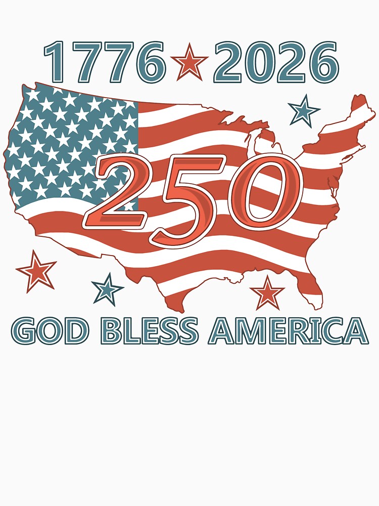 America 250 Map USA Flag 1776 2026 Patriotic Historic Birthday by theartofvikki