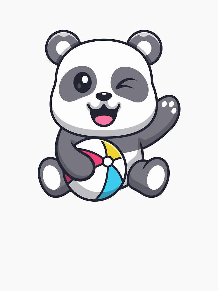 Cute Winking Baby Panda Playing Beach Ball by Lorraine N 	 Morneau