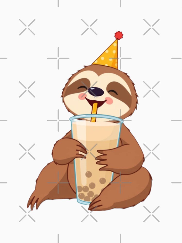 Sloth Boba Tea Milk Chocolate Party Hat happy birthday kawaii gift funny christmas happy by CheeseBlueprint
