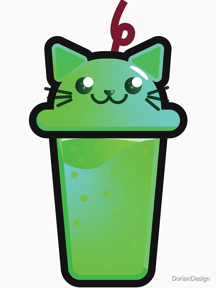 Cute Boba Cucumber Cat Kawaii by DurianDesign