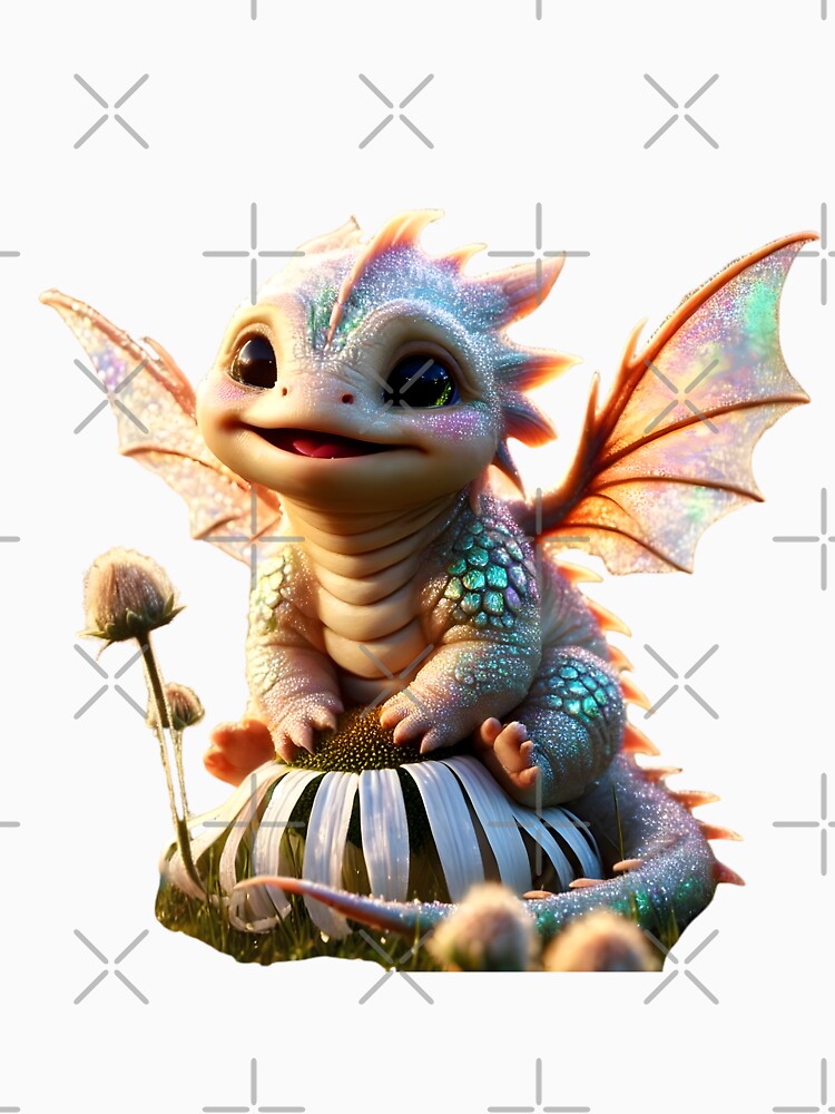 Adorable Baby Dragon with Shimmering Wings by AI-Only Creations
