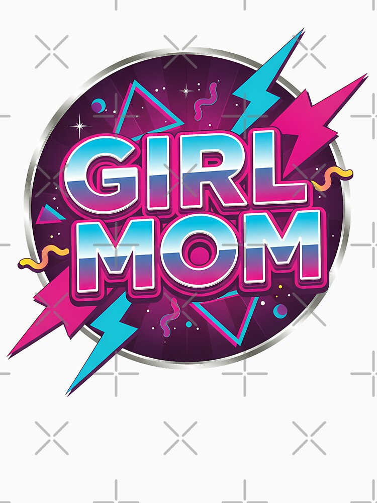 Girl Mom Neon Retro Design by Teeny Quities