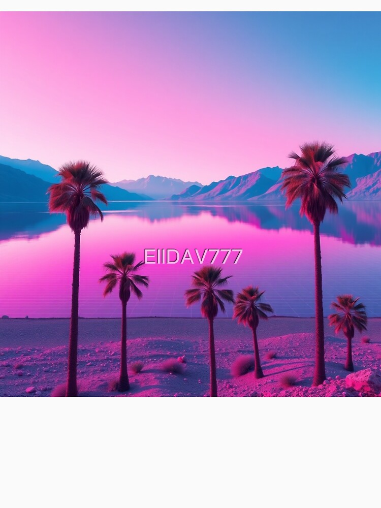 Vaporwave Palm Trees Sunset Aesthetic Retro 80s Art by EllDAV777