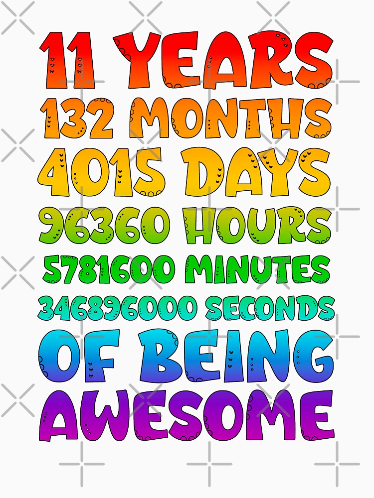 Fun 11th Birthday Gift - 11 Years 132 Months 4015 Days – Kids Birthday Design by Sun Sand & Sea Art
