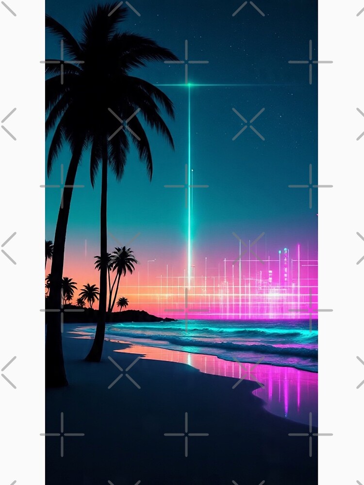 Paradise Lost | Neon Synthwave Landscape Art Print by Esterlane