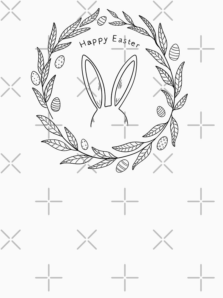 Minimalist Bunny Head with Leaf Circle Frame – Aesthetic Easter Line Art Design by Xatutik.art