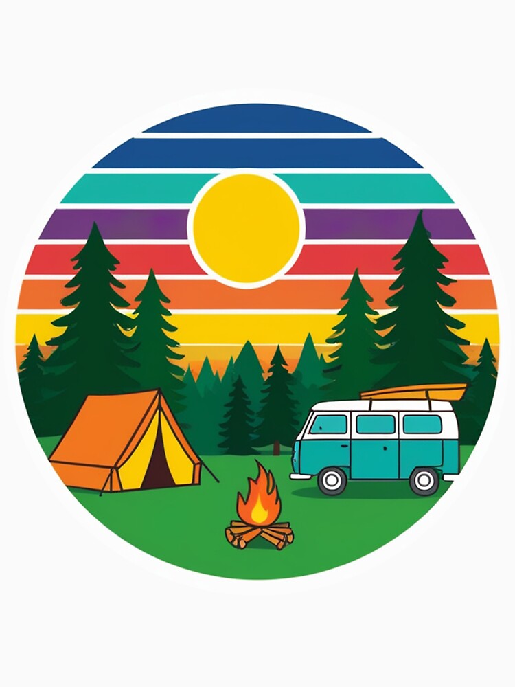 Camping Outdoors in the Forest With Colorful Sky by TheProPrints
