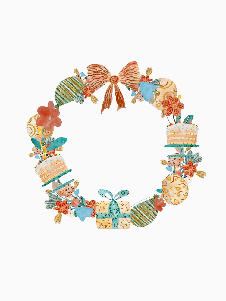 Wreath Happy birthday flower gift cake watercolor black by Yana Mustafina | Boho Soulful Designs