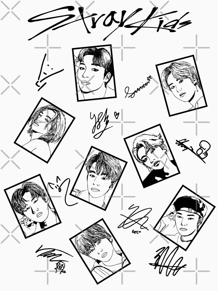 Stray Kids members autograph signatures DIVINE Korea We stay together You make stray kids STAY SKZ SKZOO kpop bang chan lee know changbin hyunjin han felix seungmin IN 5 star world tour poster by Kpop-Noona