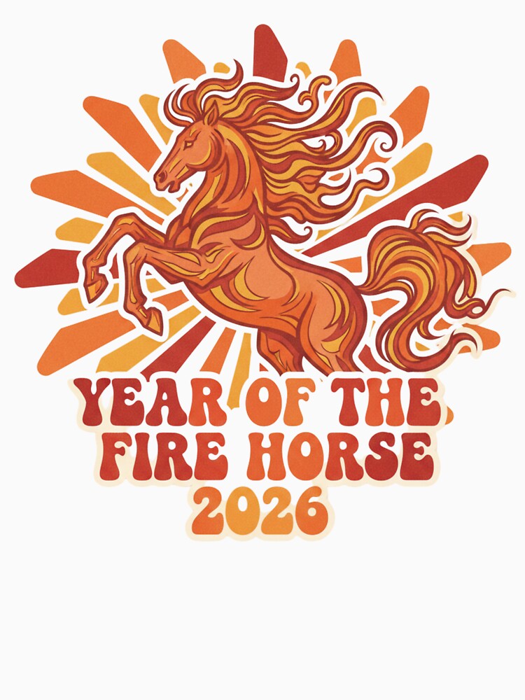 Groovy Fire Horse 2026 Retro Zodiac by Prints & Pulse