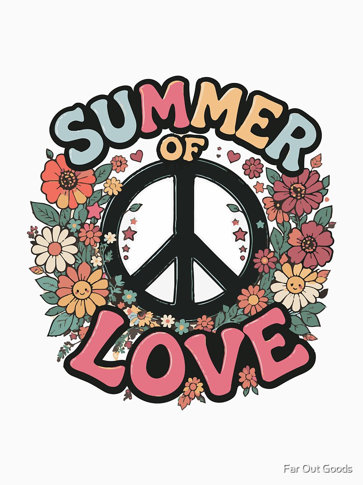 Retro Summer of Love Peace Sign Floral Groovy Aesthetic by Far Out Goods