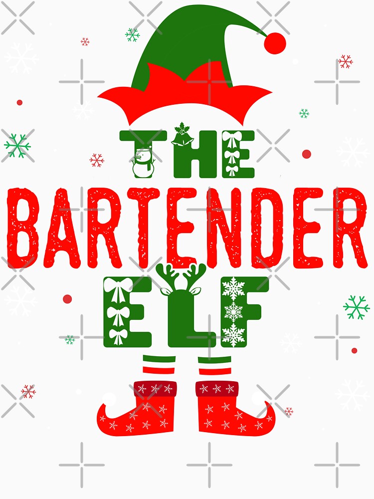 Family Christmas Matching Squad Outfit Elf Funny Bartender by artworkbyrihen