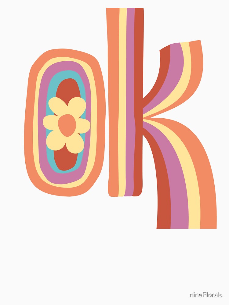 Groovy Retro "OK" Flower Power – Desert Peach Vibes by nineFlorals